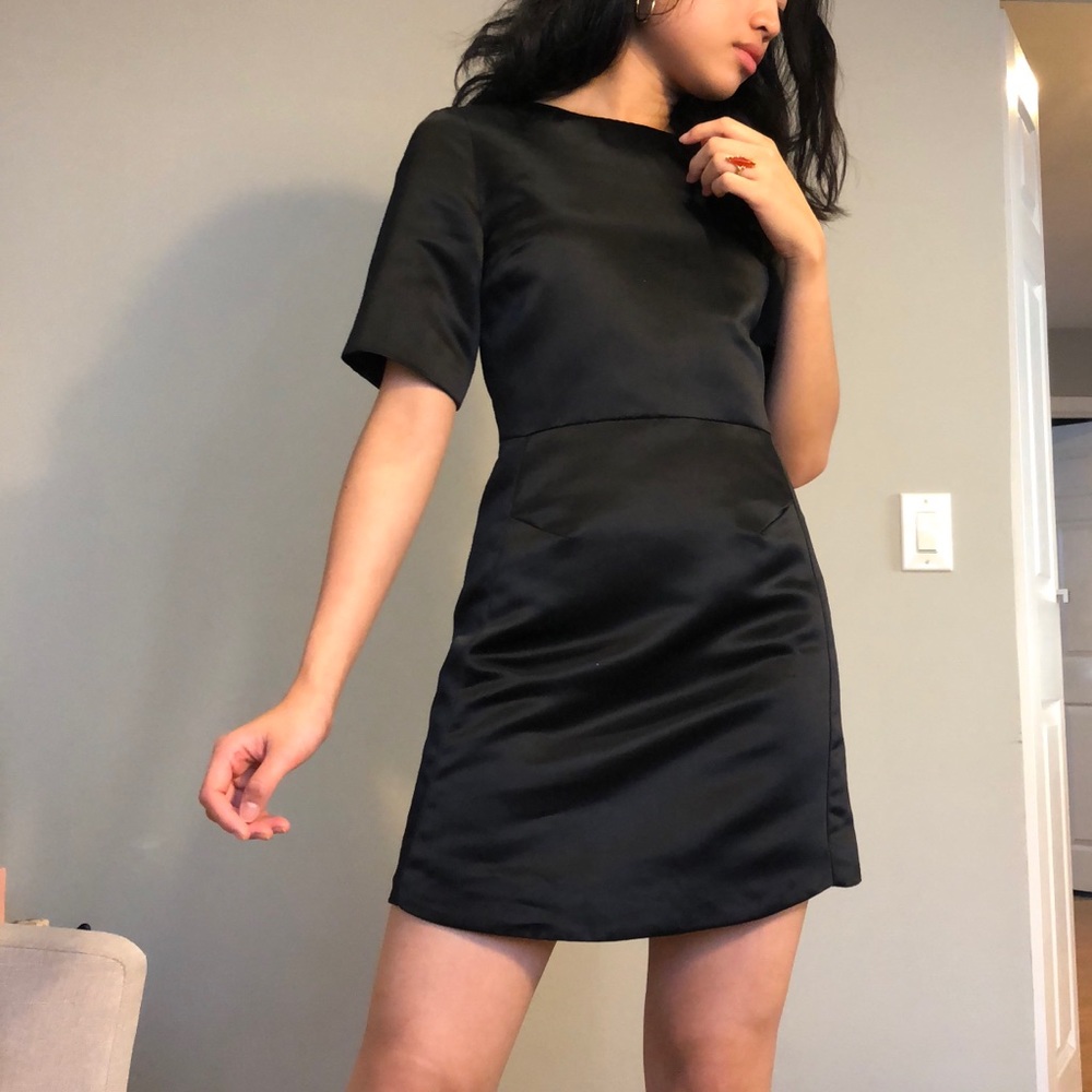 TOPSHOP mini black dress satin finish size 2